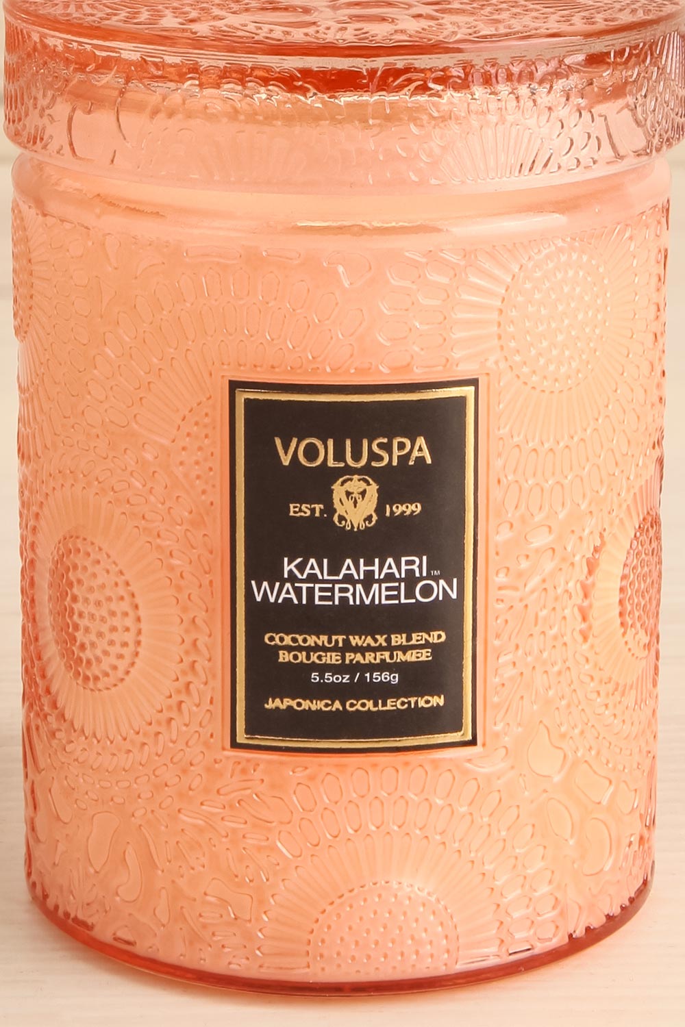 Kalahari Watermelon Small Jar Candle by Voluspa | Maison garçonne close-up