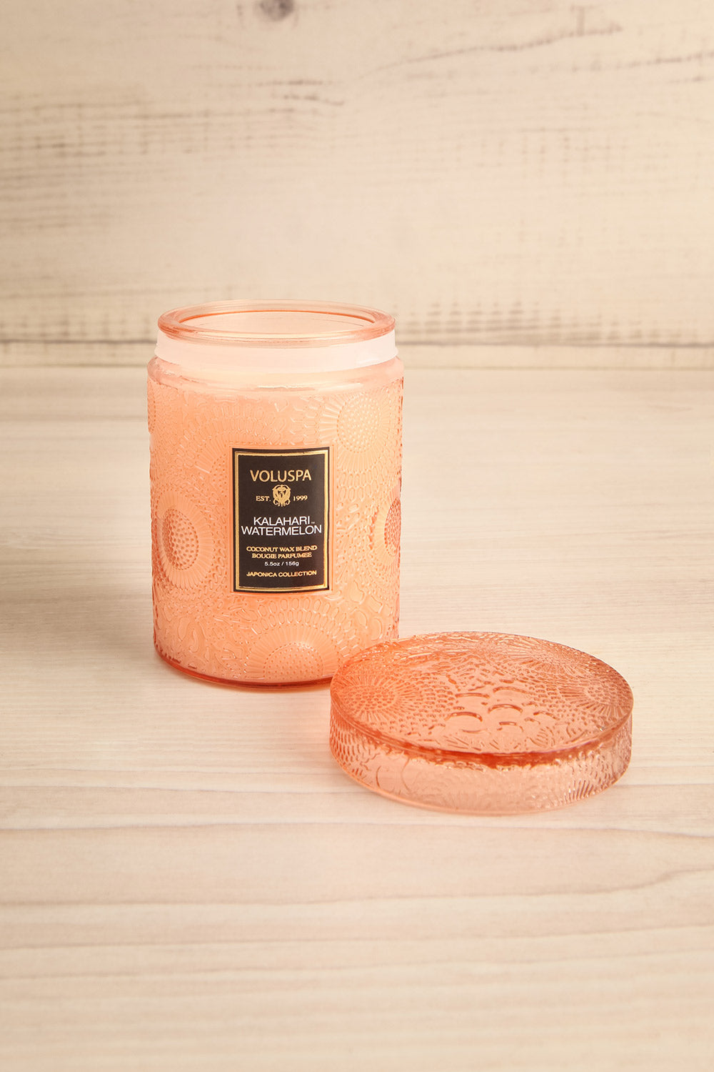 Kalahari Watermelon Small Jar Candle by Voluspa | Maison garçonne open view