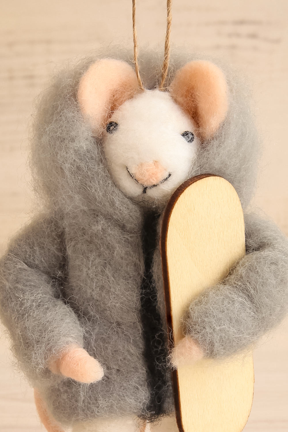 Sporty Mouse Holiday Ornament - 3 Options | Maison garçonne snowboarding-silas close-up