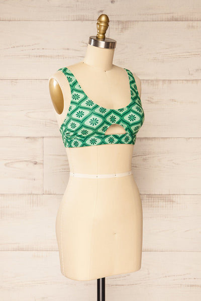 Soiya Floral Green Vintage Pattern Bikini Top | La petite garçonne side view