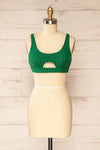 Soiya Green Ribbed Bikini Top | La petite garçonne front view
