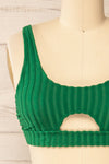 Soiya Green Ribbed Bikini Top | La petite garçonne front