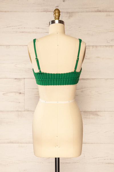 Soiya Green Ribbed Bikini Top | La petite garçonne back view