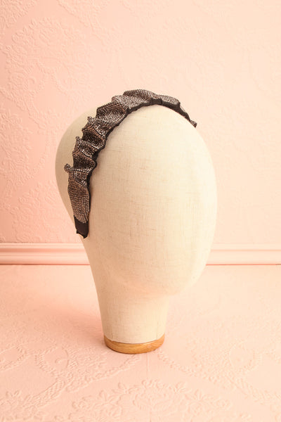 Sokeria Black Pleated Headbands w/ Silver Crystals | Boutique 1861 head view