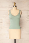 Somensac Sage Ribbed Camisole w/ Lace Trim | Boutique 1861 front view