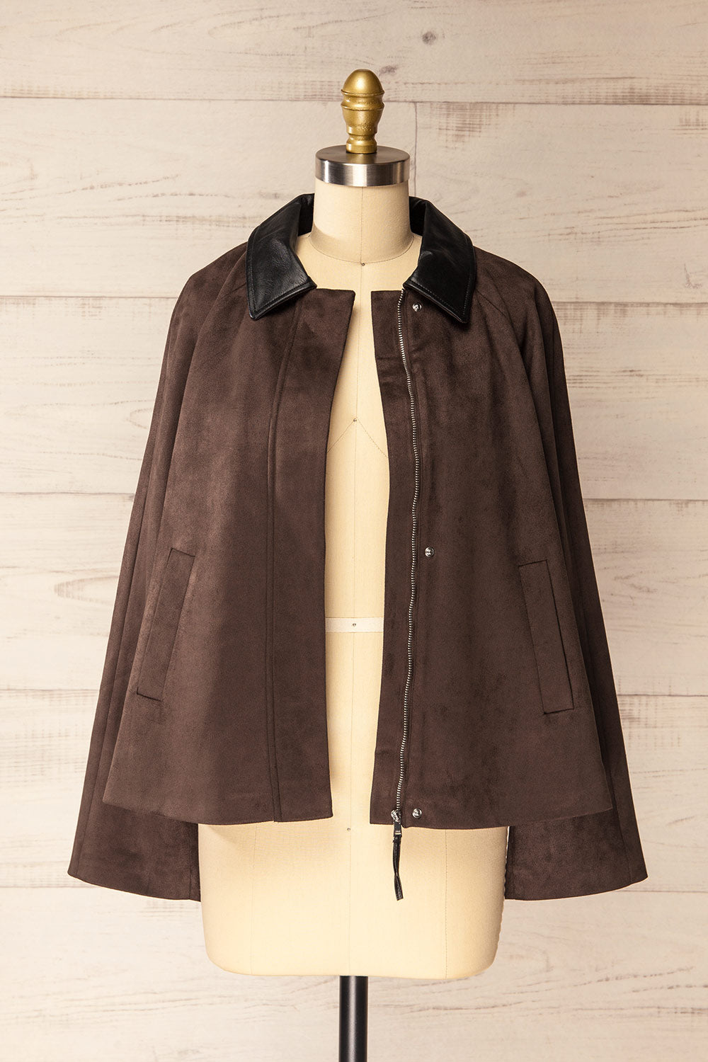 Somero Brown Faux Suede Jacket | La petite garçonne open view