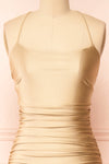 Sonia Champagne Backless Mermaid Maxi Dress w/ Slit | Boutique 1861 front close-up