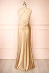 Sonia Champagne Backless Mermaid Maxi Dress w/ Slit | Boutique 1861 back view