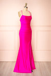 Sonia Fuchsia Backless Mermaid Maxi Dress w/ Slit | Boutique 1861 side view