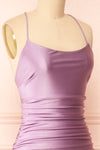 Sonia Lavender Backless Mermaid Maxi Dress w/ Slit | Boutique 1861 side close-up