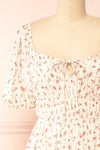 Soraya Beige Maxi Dress w/ Pink Floral Pattern | Boutique 1861 front