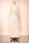 Soraya Beige Maxi Dress w/ Pink Floral Pattern | Boutique 1861 back view