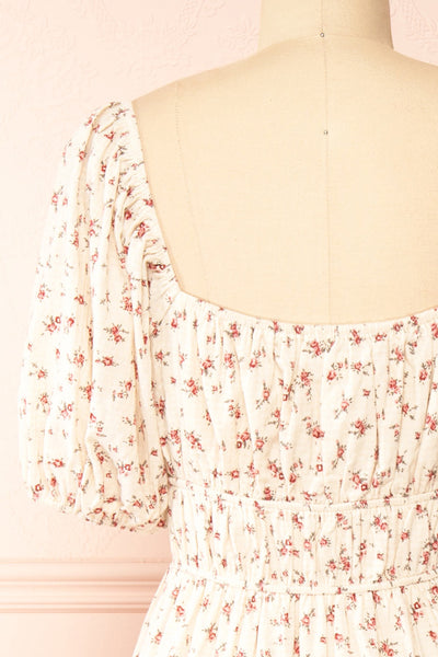 Soraya Beige Maxi Dress w/ Pink Floral Pattern | Boutique 1861 back