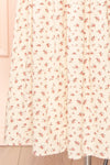 Soraya Beige Maxi Dress w/ Pink Floral Pattern | Boutique 1861 bottom