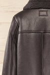 Sorong Grey Faux Leather Coat w/ Sherpa Lining | La petite garçonne back close up