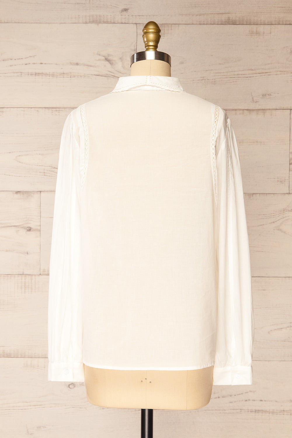 Souhila White Eyelet Collar Button-Down Shirt with Lace Detail | La petite garçonne back view
