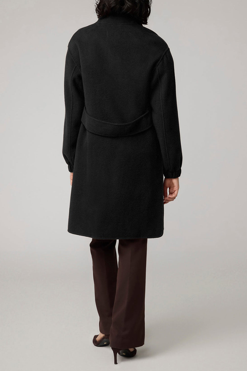 Souzie Black Oversized Wool Coat | La petite garçonne back on model