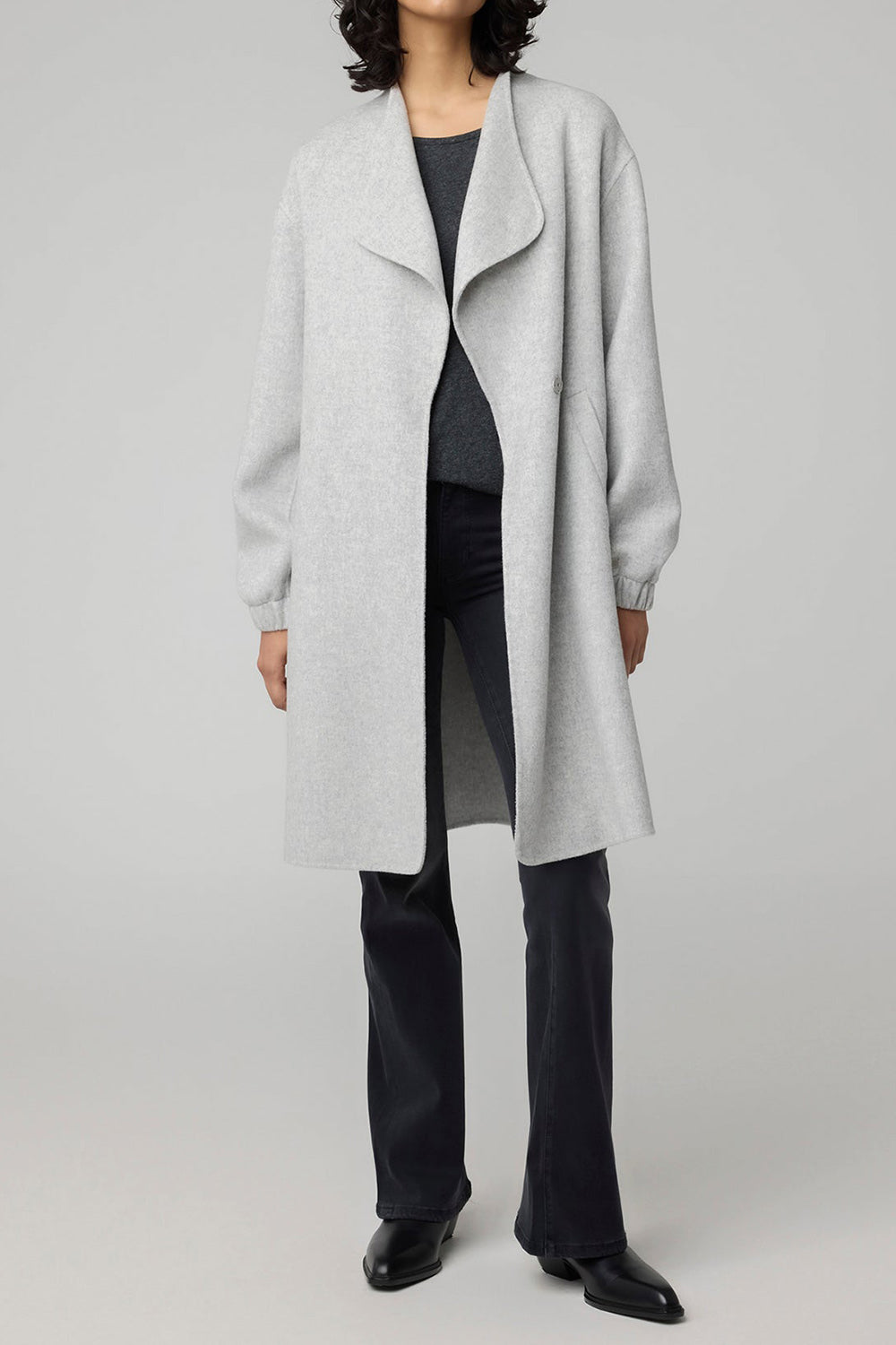 Souzie Grey Oversized Wool Coat | La petite garçonne on model