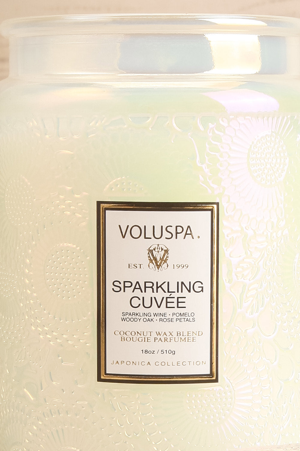 Sparkling Cuvee Large Jar Candle by Voluspa | Maison garçonne open close-up