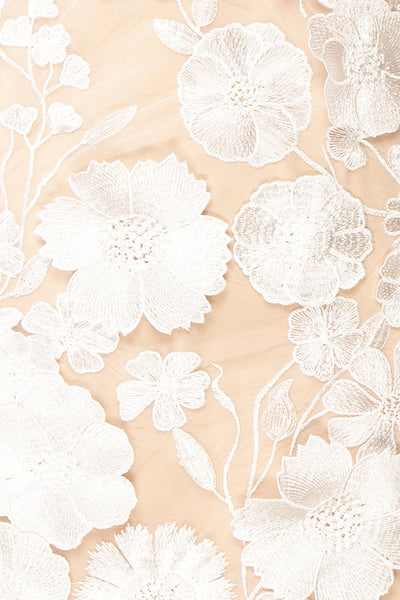 Stacia Short White Mesh Dress w/ Floral Appliqués | Boudoir 1861 fabric