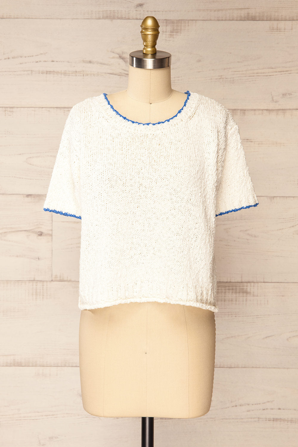 Stanhope White Chunky Knit T-Shirt | La petite garçonne front view
