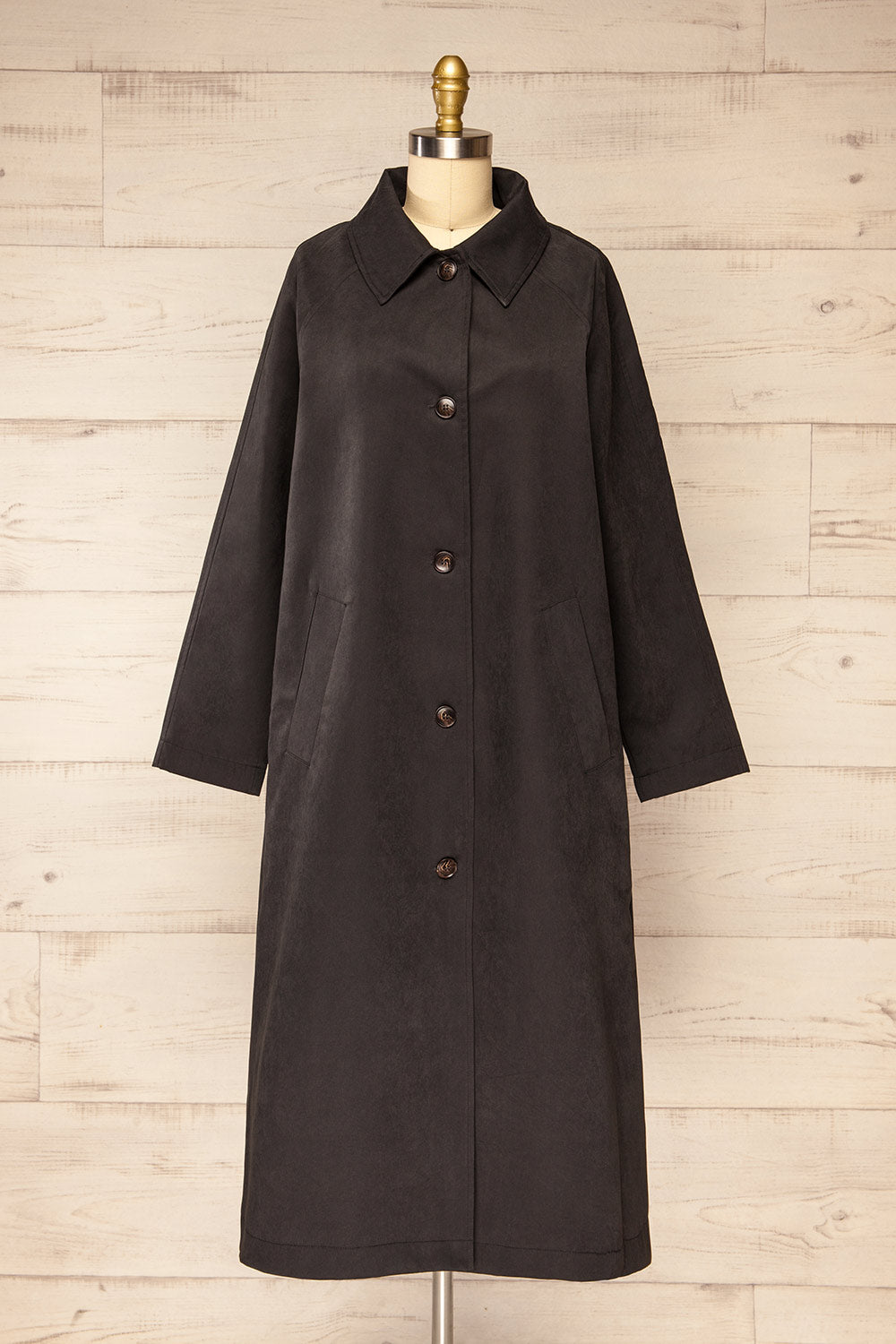 Starkville Faded Black Trench Coat | La petite garçonne front view