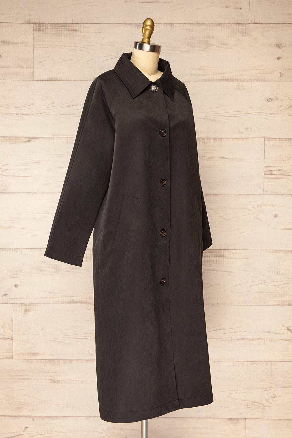 Starkville Faded Black Trench Coat | La petite garçonne side view 