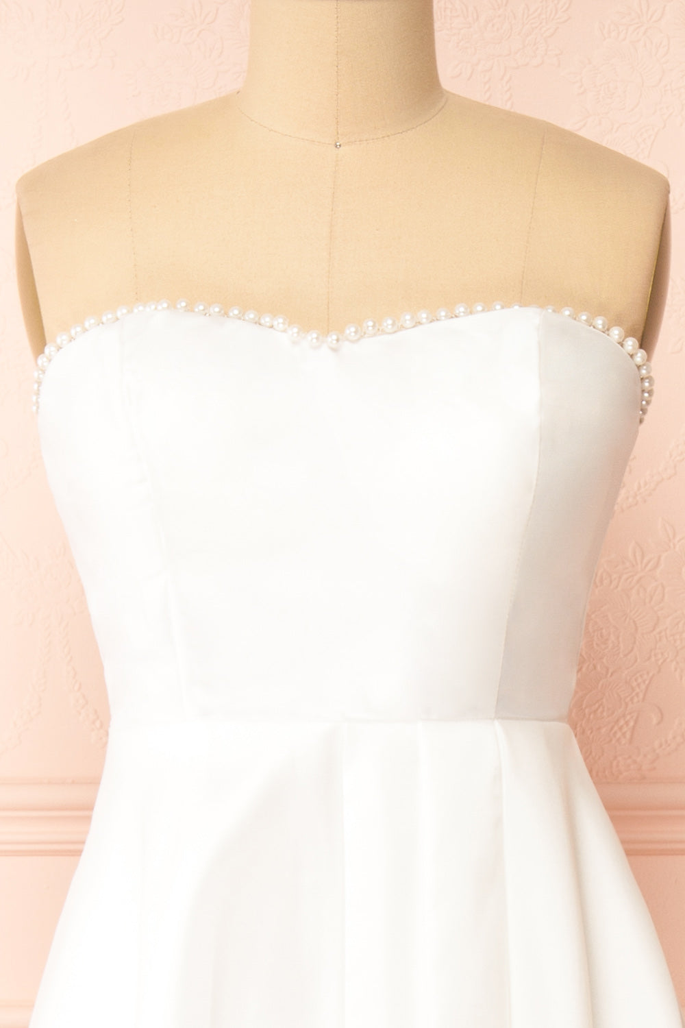 Stefany White High-Low Dress w/ Pearls | Boudoir 1861 front