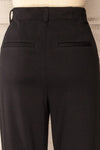 Stockport Black High-Waisted Straight-Leg Pants | La petite garçonne back close-up