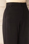 Stockport Black High-Waisted Straight-Leg Pants | La petite garçonne side close-up