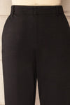 Stockport Black High-Waisted Straight-Leg Pants | La petite garçonne front close-up