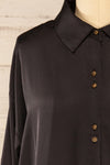 Stratford Black Satin Shirt w/ Double Buttons | La petite garçonne front