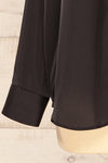 Stratford Black Satin Shirt w/ Double Buttons | La petite garçonne sleeve