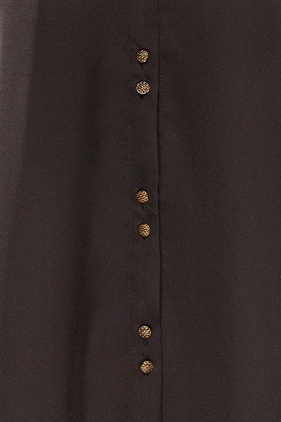 Stratford Black Satin Shirt w/ Double Buttons | La petite garçonne fabric
