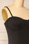 Suai Black Fitted Midi Dress w/ Back Slit | La petite garçonne side close-up