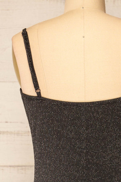 Suai Silver Fitted Midi Dress w/ Back Slit | La petite garçonne back close-up