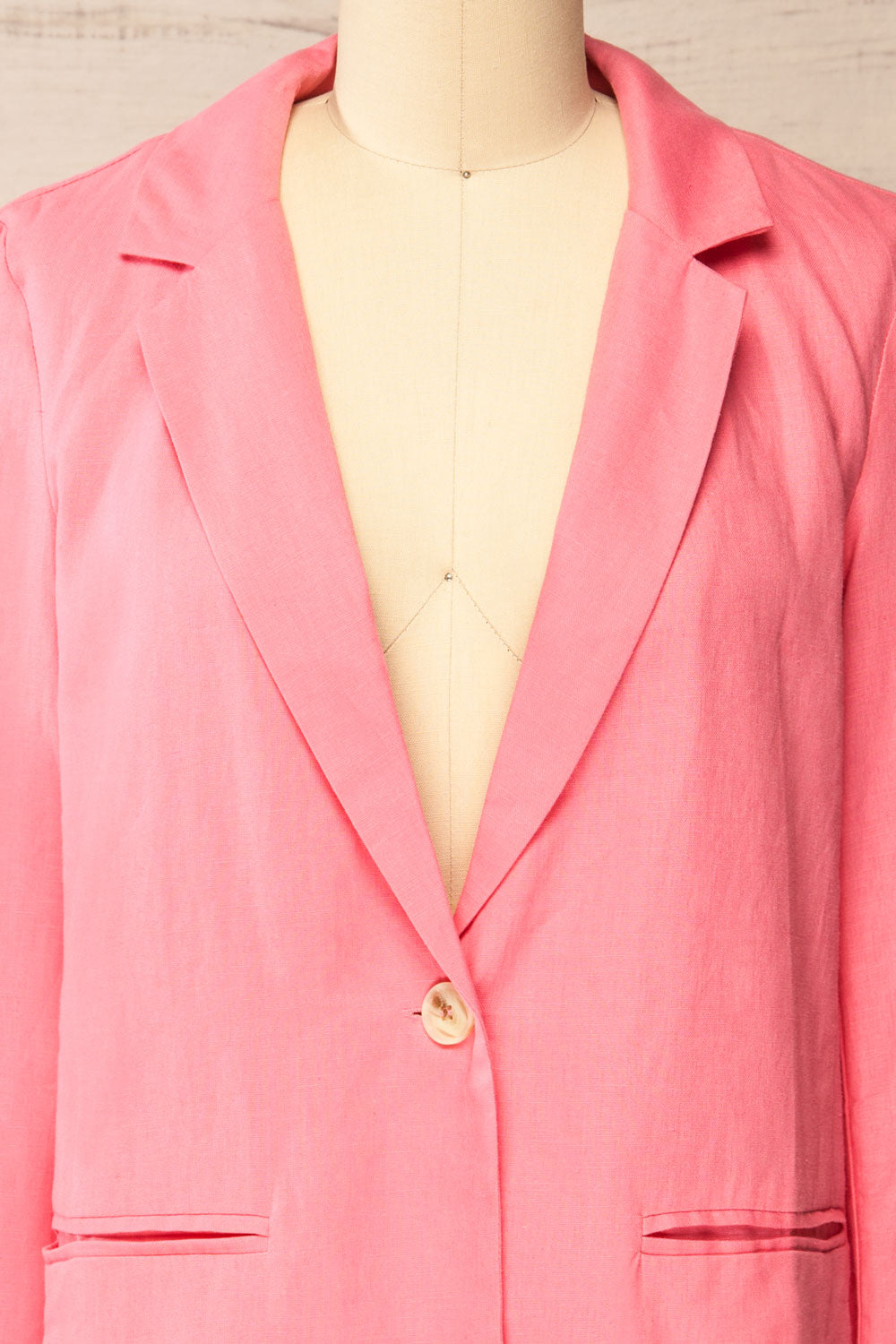 Sucunduri Pink Light Linen Blazer | La petite garçonne front 