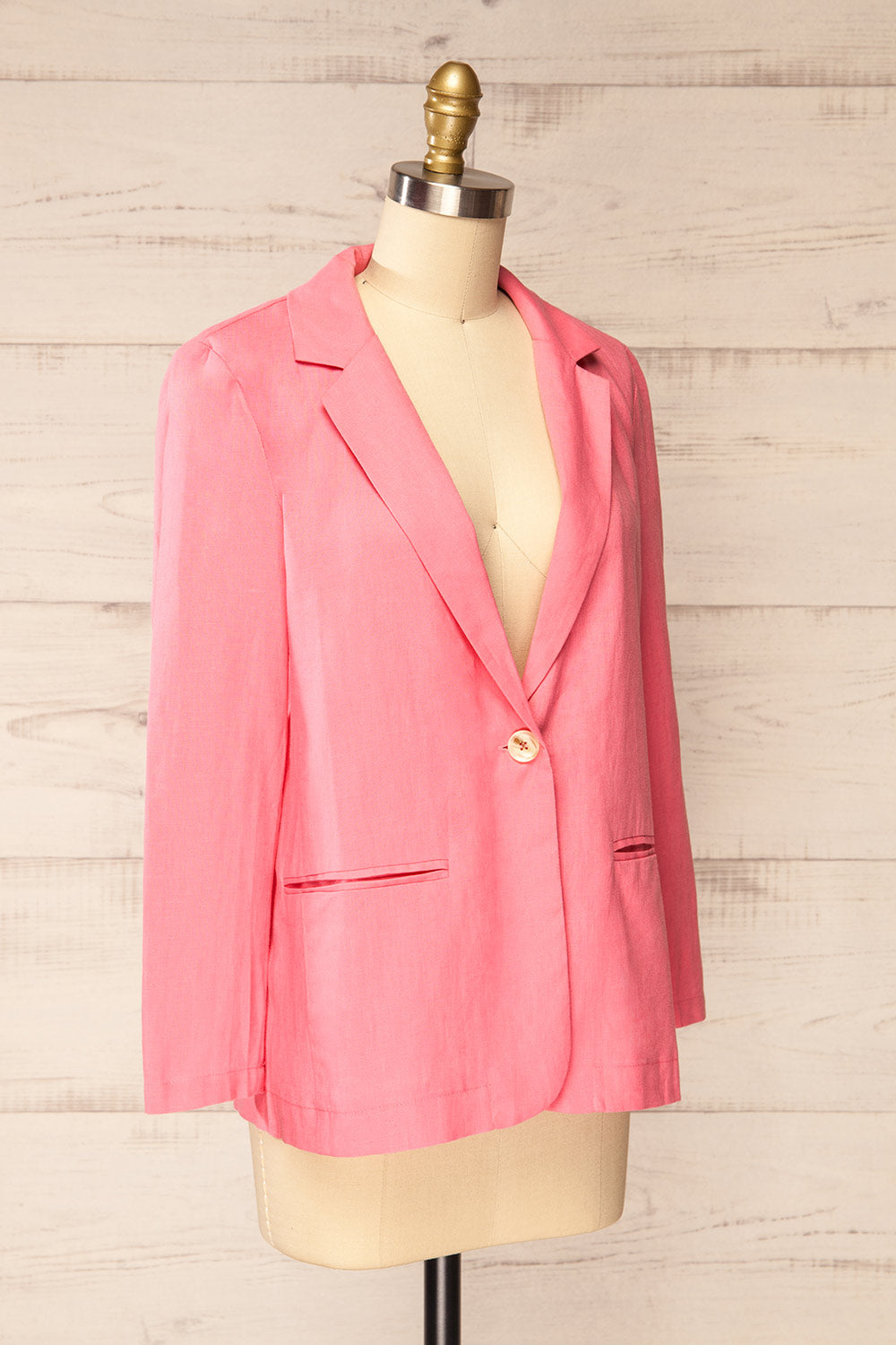 Sucunduri Pink Light Linen Blazer | La petite garçonne side view