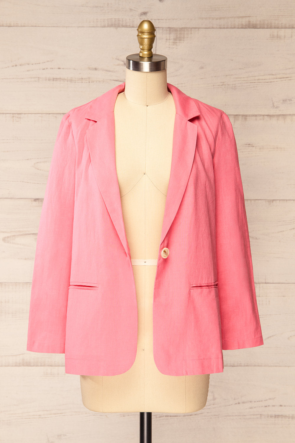Sucunduri Pink Light Linen Blazer | La petite garçonne open view