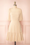 Suki Short Beige Dress w/ Open-Back | Boutique 1861 front view