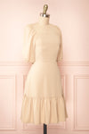 Suki Short Beige Dress w/ Open-Back | Boutique 1861 side view