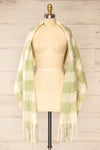 Suleja Green Plaid Soft Knit Scarf | La petite garçonne shawl view
