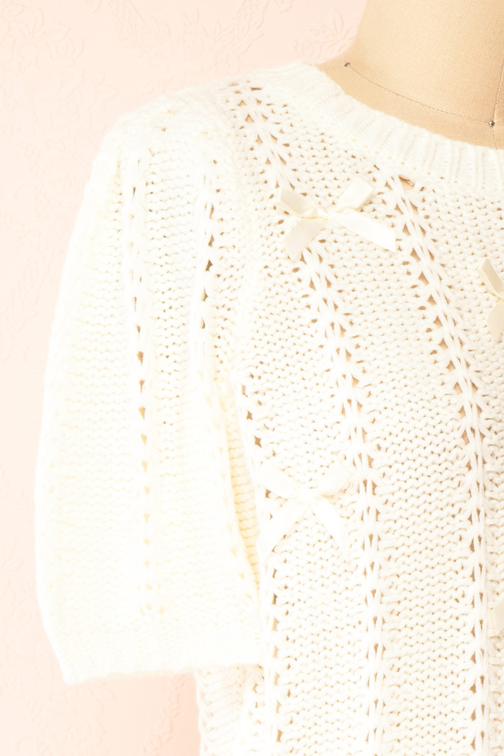 Sully Cream Knit Shirt w/ Bows | Boutique 1861 side 