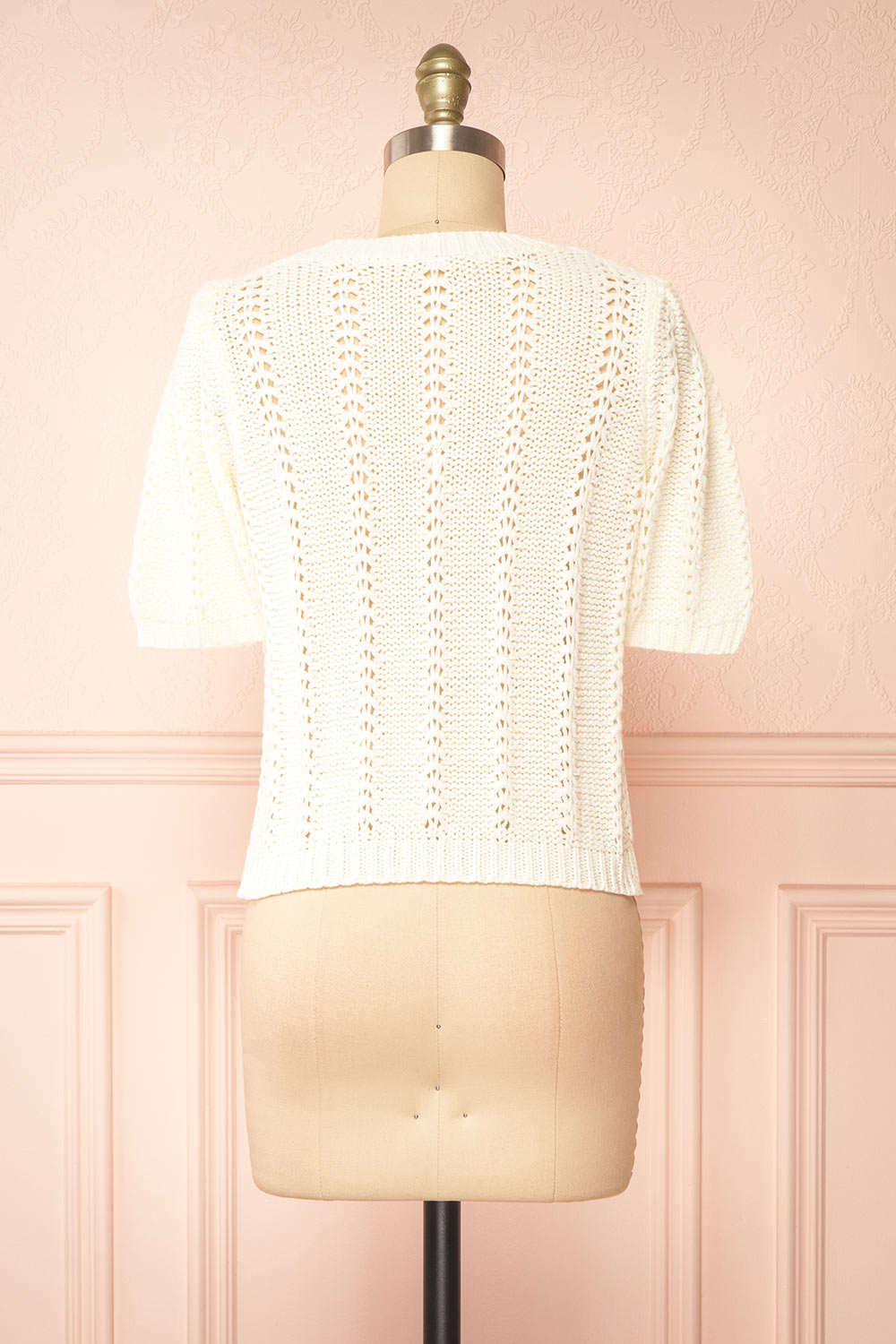 Sully Cream Knit Shirt w/ Bows | Boutique 1861 back view