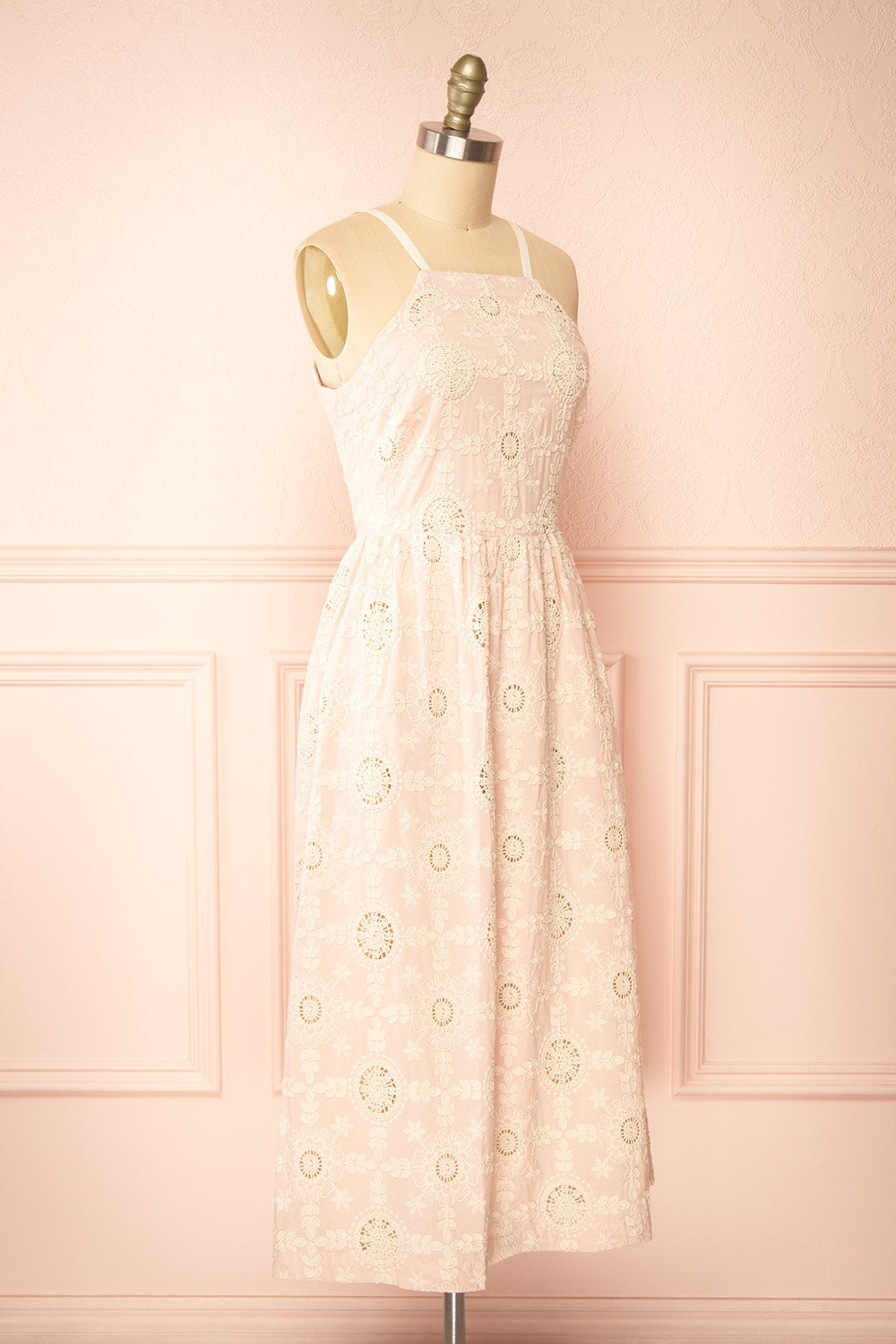 Susanne Blush Floral Openwork Dress | Boutique 1861   side view