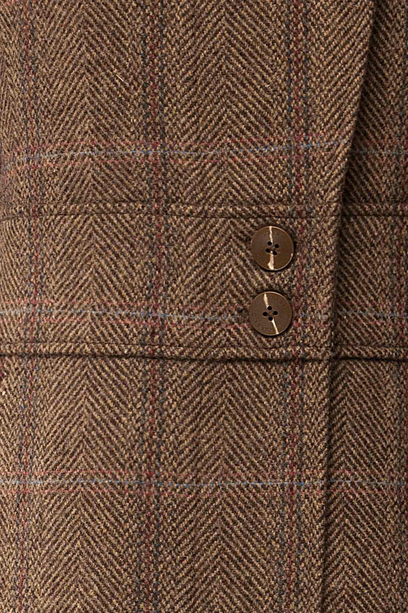 Suzane | Long Cross-Hatch Pattern Coat with Pockets