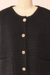 Suzie Black Oversized Knit Cardigan | Boutique 1861 front close-up