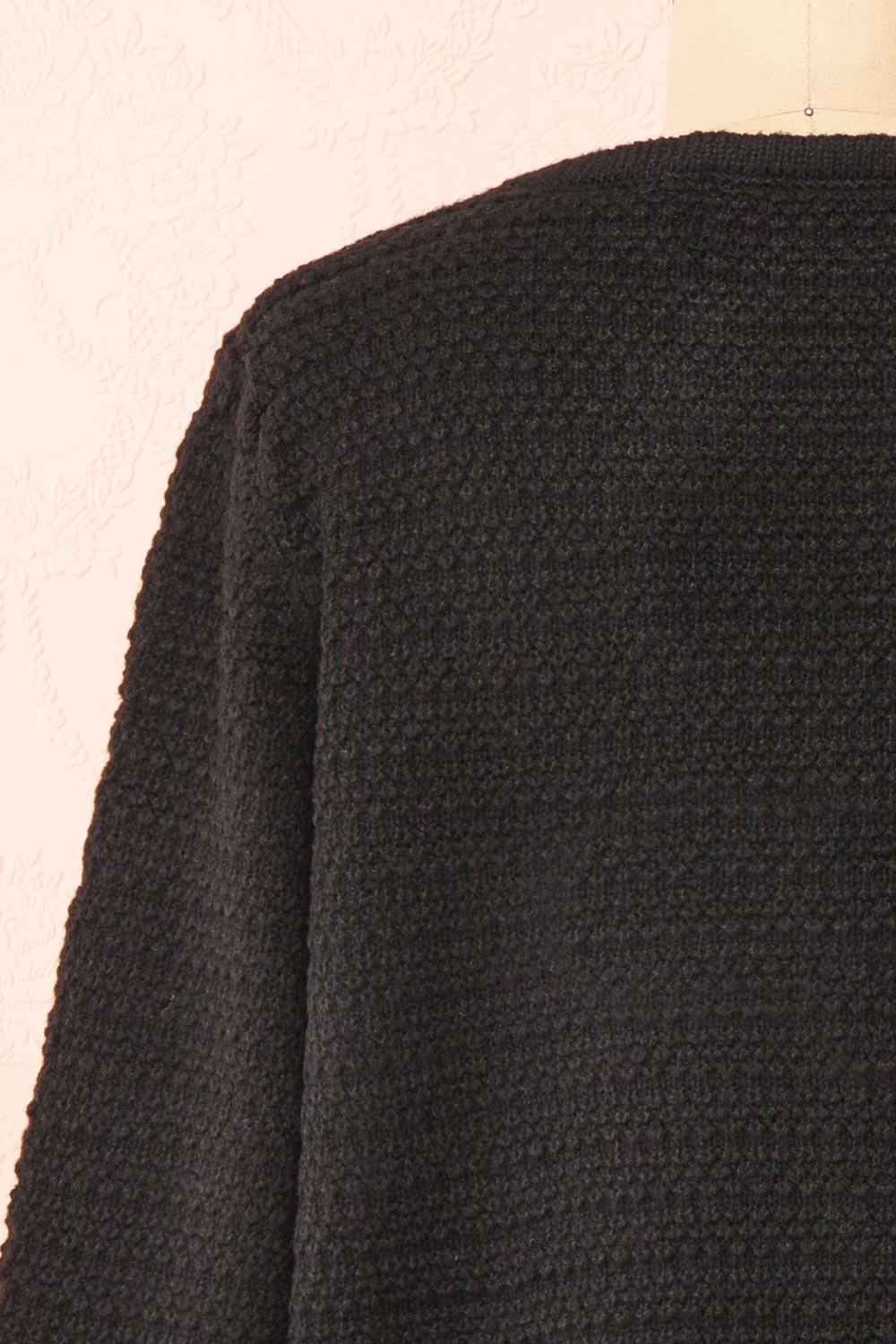Suzie Black Oversized Knit Cardigan | Boutique 1861 back close-up