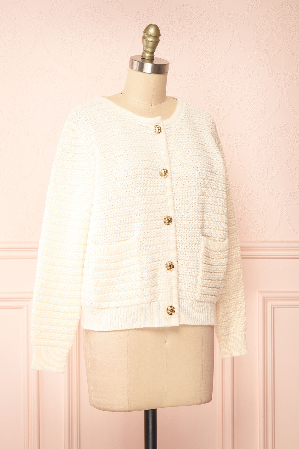 Suzie Ivory Oversized Knit Cardigan | Boutique 1861 side view
