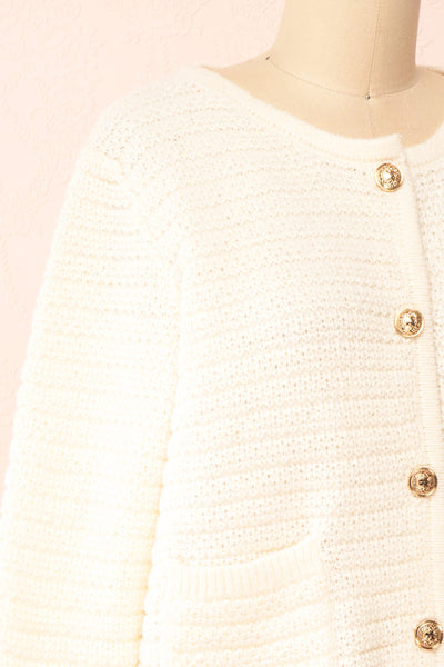 Suzie Ivory Oversized Knit Cardigan | Boutique 1861 side close-up